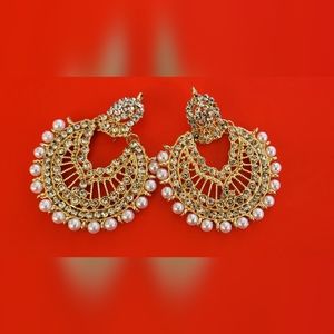 Golden jhumka with pearl touch ( Safeena collection )